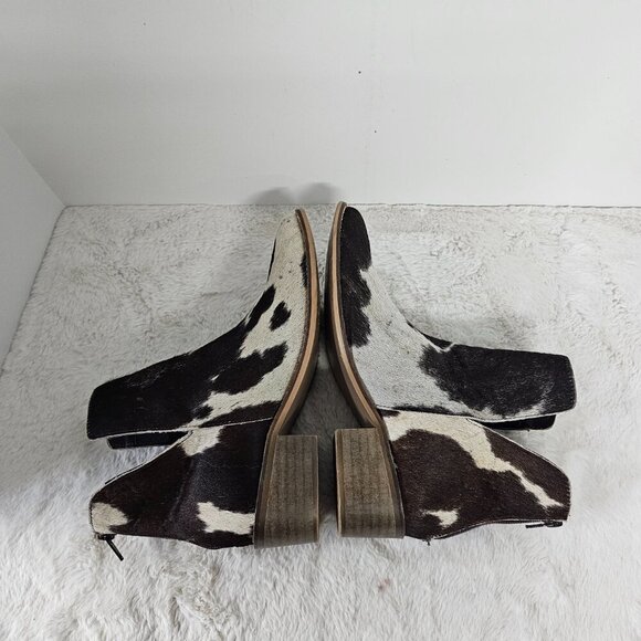 Myra Brown Off White Leather Cow Hide Western Bootie Boho 9 - Picture 7 of 13